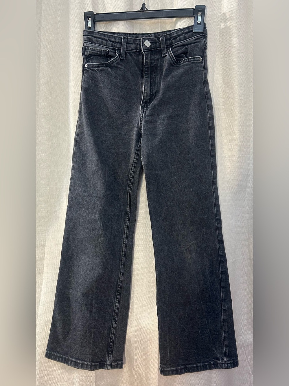 H&M Kids Wide Leg Jeans Washed Black Denim Size 12 (10-11Y) High Waist